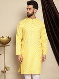 Anouk Yellow Ethnic Motifs Printed Band Collar Kurta