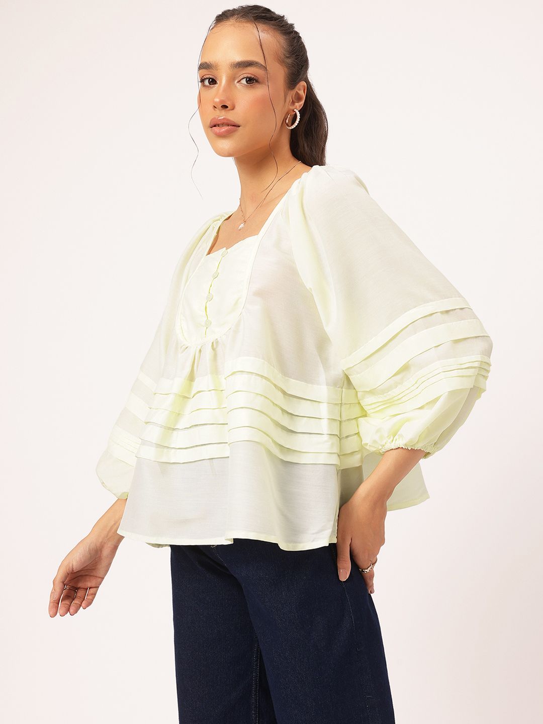 DressBerry Effortless Elegance Pleated A-Line Top