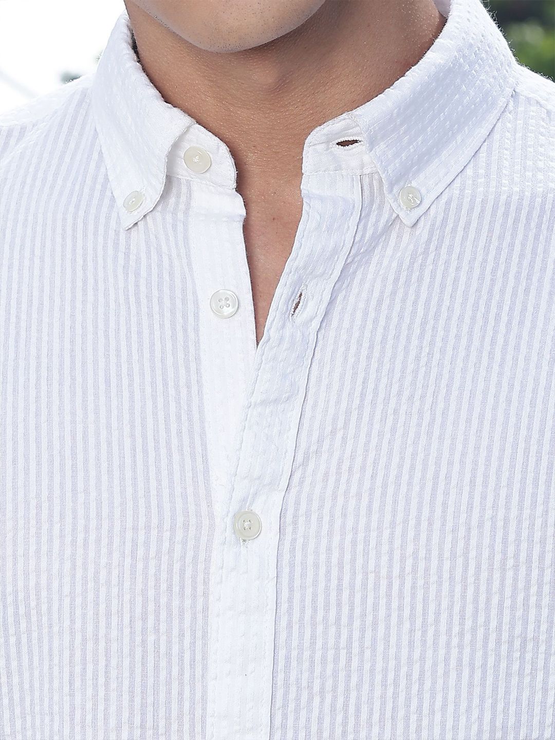 Thomas Scott Premium Seersucker Button-Down Collar Cotton Shirt