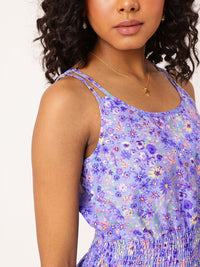 DressBerry Girly Glam Floral Printed Smocked Playsuit
