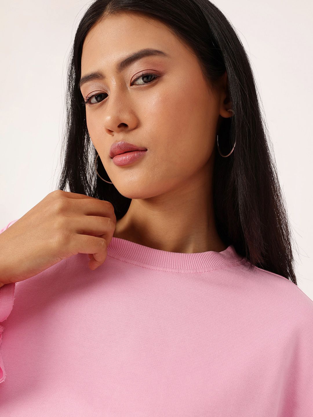 DressBerry Cotton Terry Boxy Crop Pullover Sweatshirt