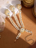 Priyaasi Women Gold-Plated Kundan Stone Studded & Pearls Beaded Hathphool Bracelet