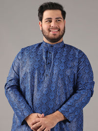 SOJANYA PLUS Plus Size Men Ethnic Motifs Printed Band Collar Straight Kurta With Pyjamas