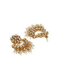 Anouk Gold-Plated Artificial Stones Studded Contemporary Drop Earrings