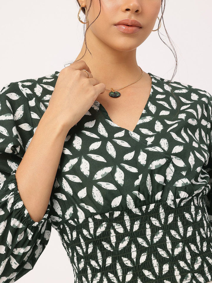 DressBerry Prints Wrap-Style Smocked Blouson Top