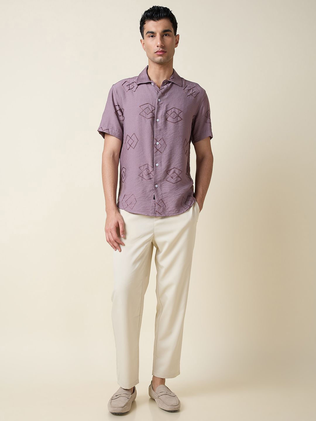 Thomas Scott Men Embroidered Regular Fit Casual Shirt