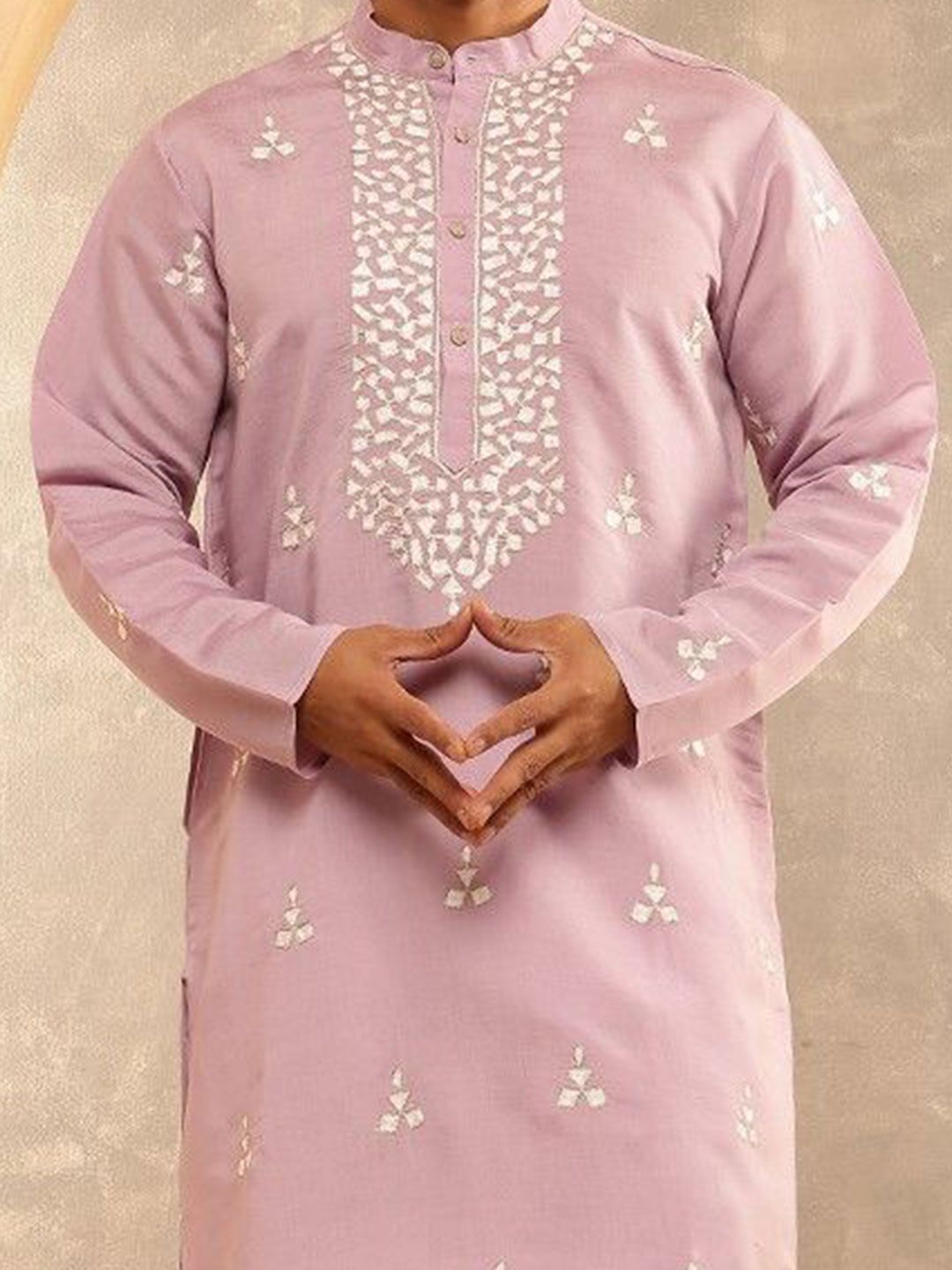 Anouk Geometrik Sulam Band Kolar Benang Kerja Kapas Sutera Kurta Lurus