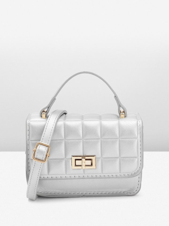 DressBerry Quilted Structured Satchel Bag