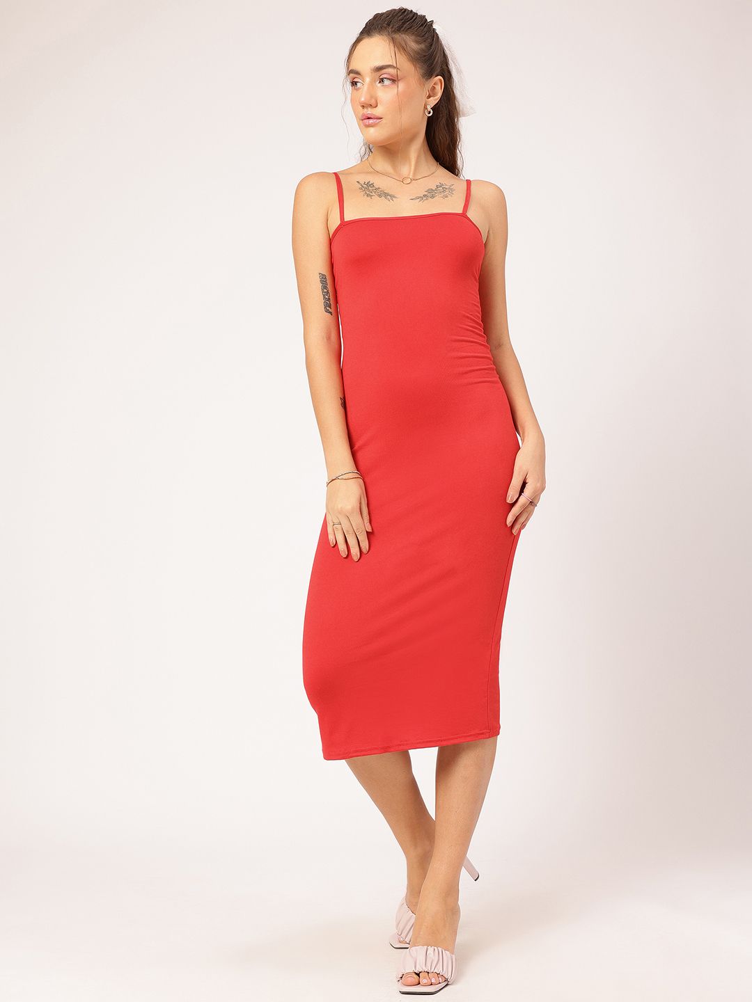 DressBerry Flirty Fusion Shoulder Straps Bodycon Midi Dress