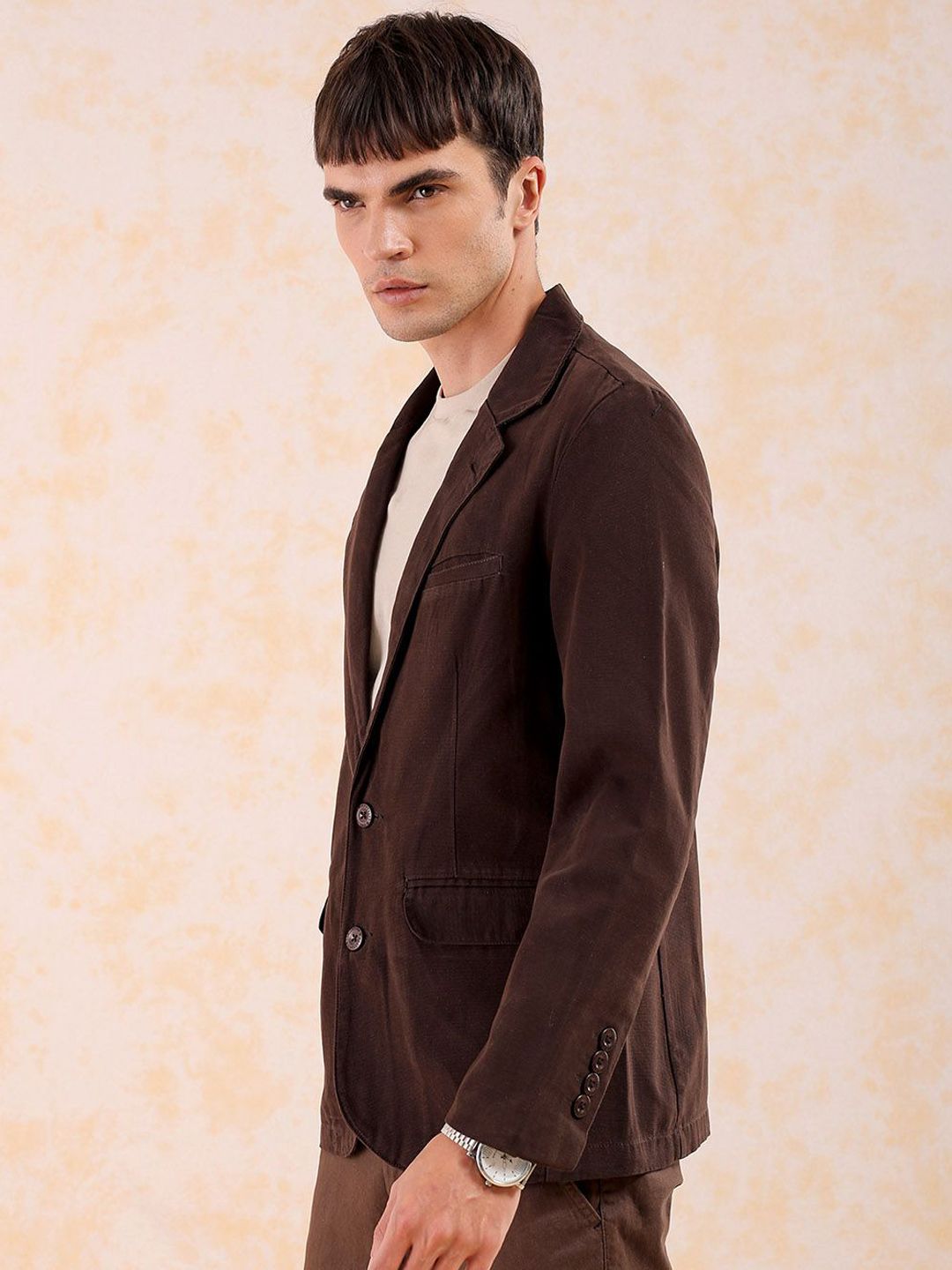 The Indian Garage Co Cotton Slim-Fit Cotton Single-Breasted Blazer