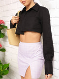 DressBerry Sugar and Spice Raw Edge Crop Shirt-Style Top