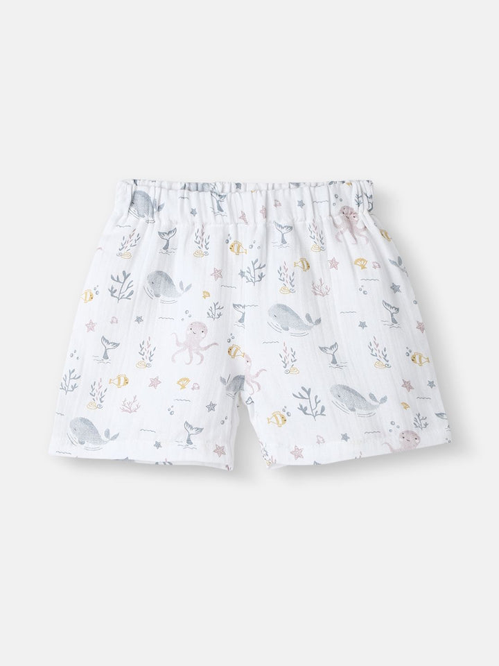 Nauti Nati Boys Printed Pure Cotton Jhabla With Shorts