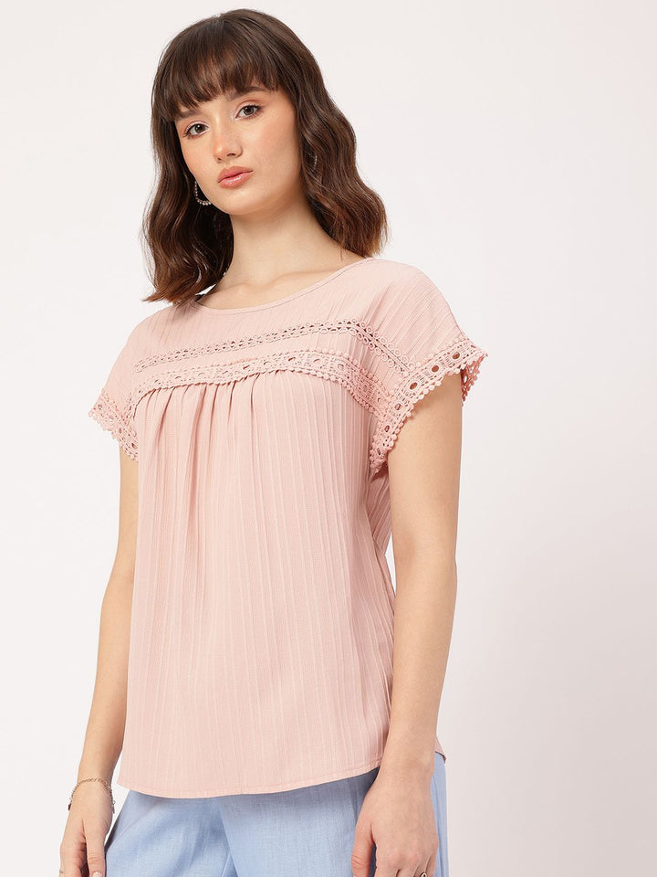 DressBerry Lace Love Self-Striped A-Line Top