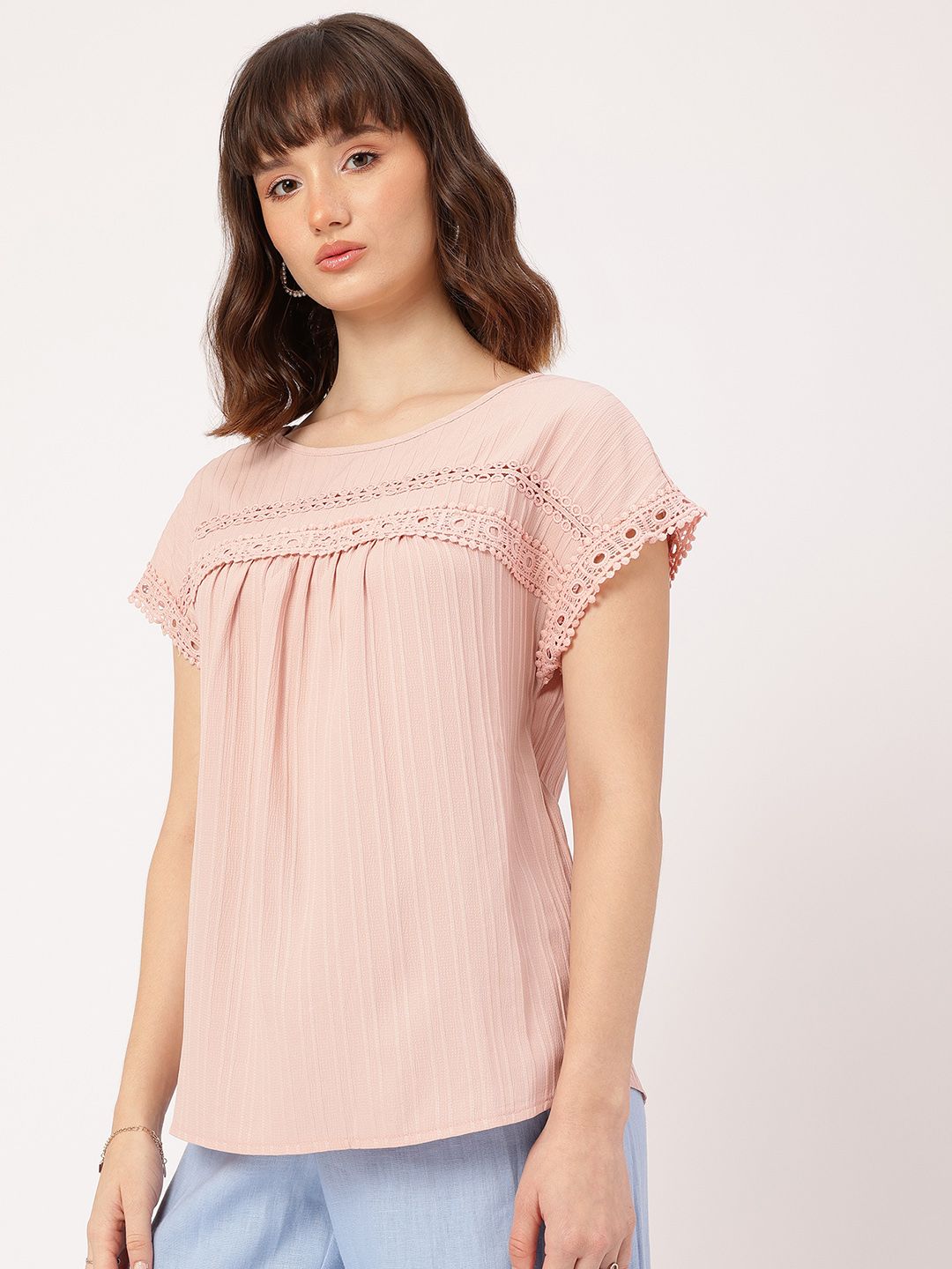 DressBerry Lace Love Self-Striped A-Line Top