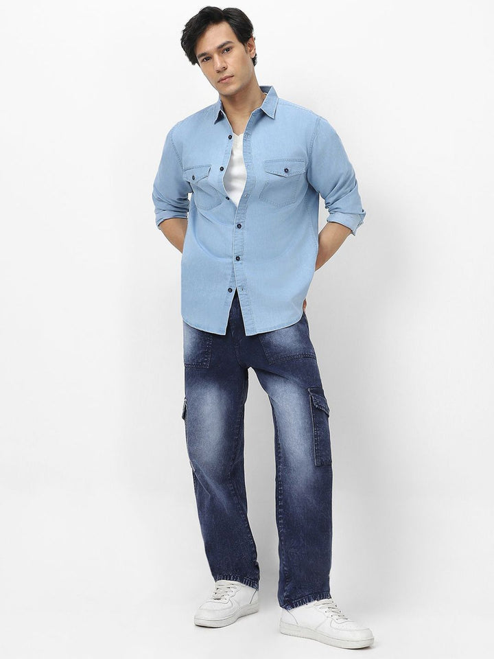 Urbano Fashion Men Full Sleeve Regular Fit Casual Denim Shirt