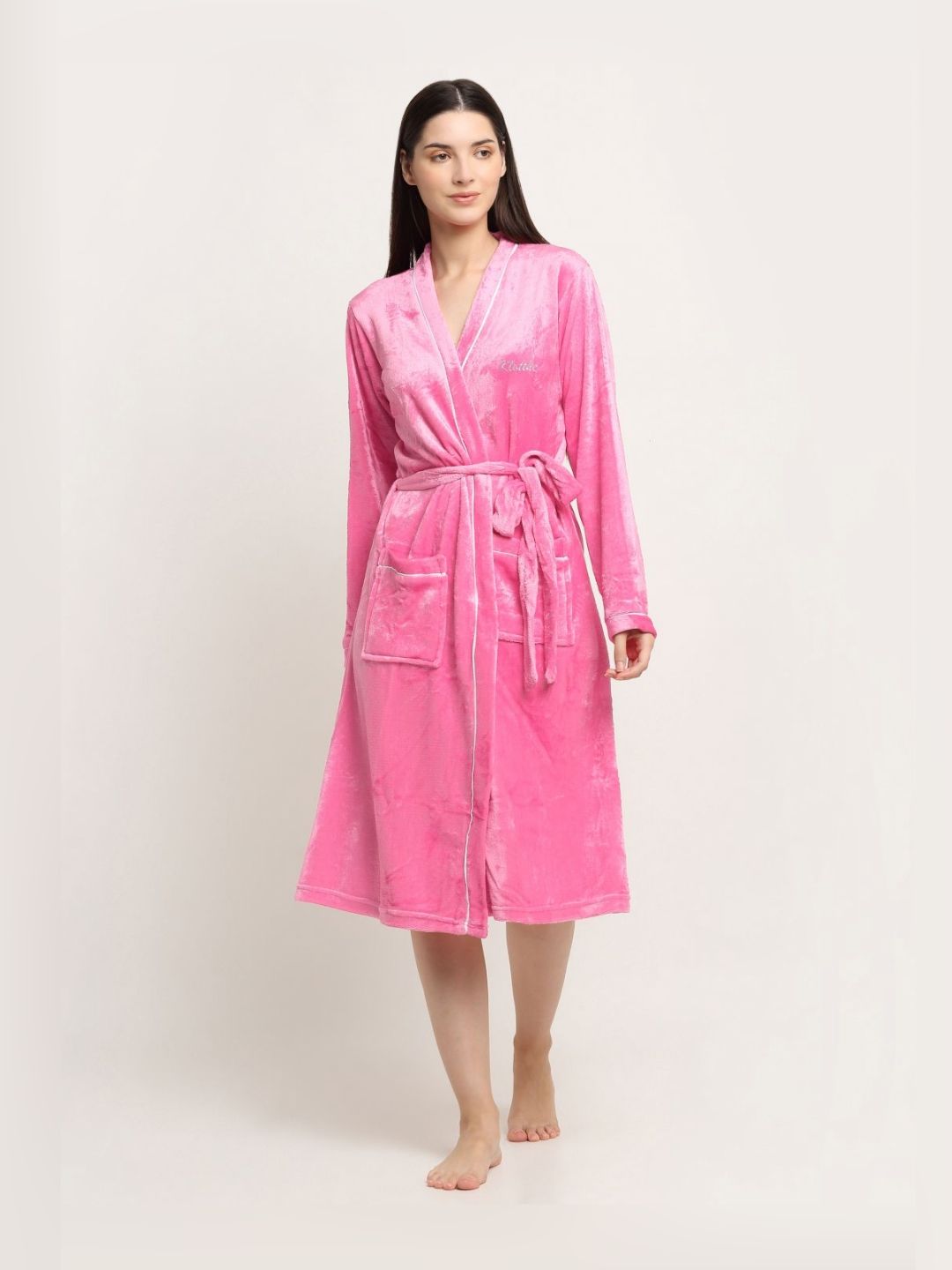 KLOTTHE Woolen Water Absorbent Bath Robe With Belt