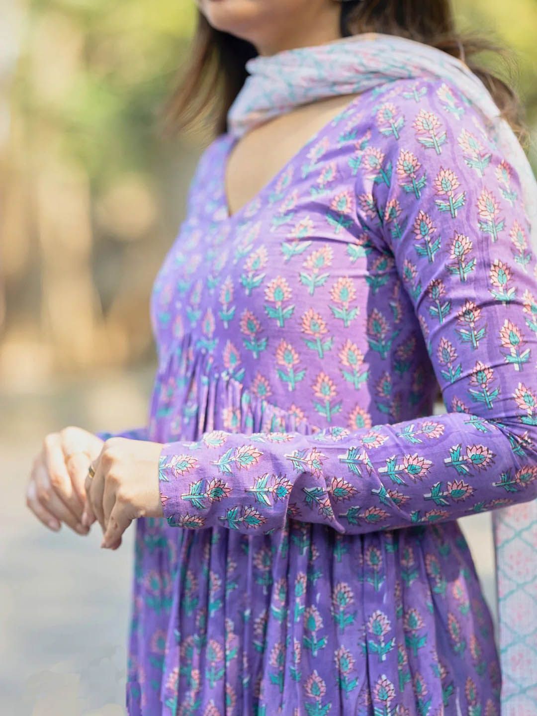Kalini Wanita Bercetak Kurta Bercetak Dengan Seluar & Dupatta