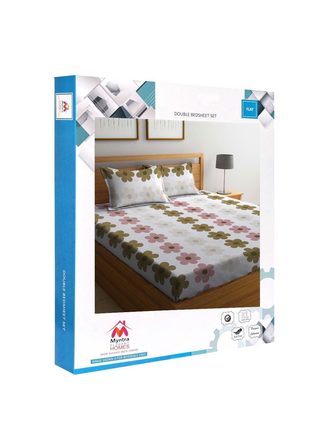 Myntra Elegant Homes Book Fold Brown Floral Cotton Soft Feel 300 TC King Fine Bedsheet with 2 Pillow Covers-98 x 87 inches