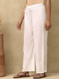 House of Chikankari Women White Cotton Chikankari Embroidered Palazzo
