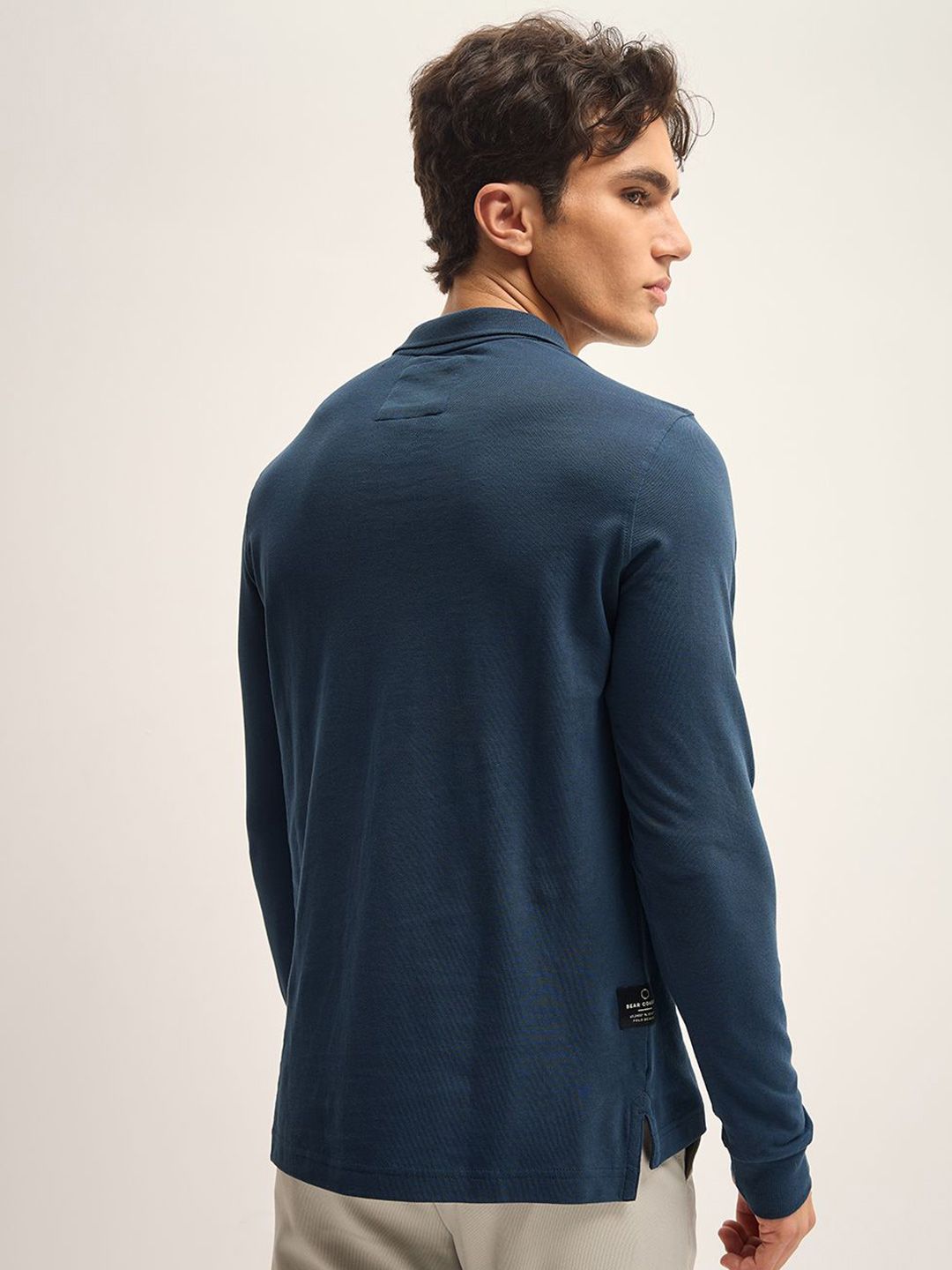 THE BEAR HOUSE Men Solid Polo Collar Pure Cotton T-shirt