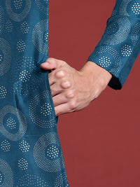 Anouk Geometric Printed Mandarin Collar Straight Kurta