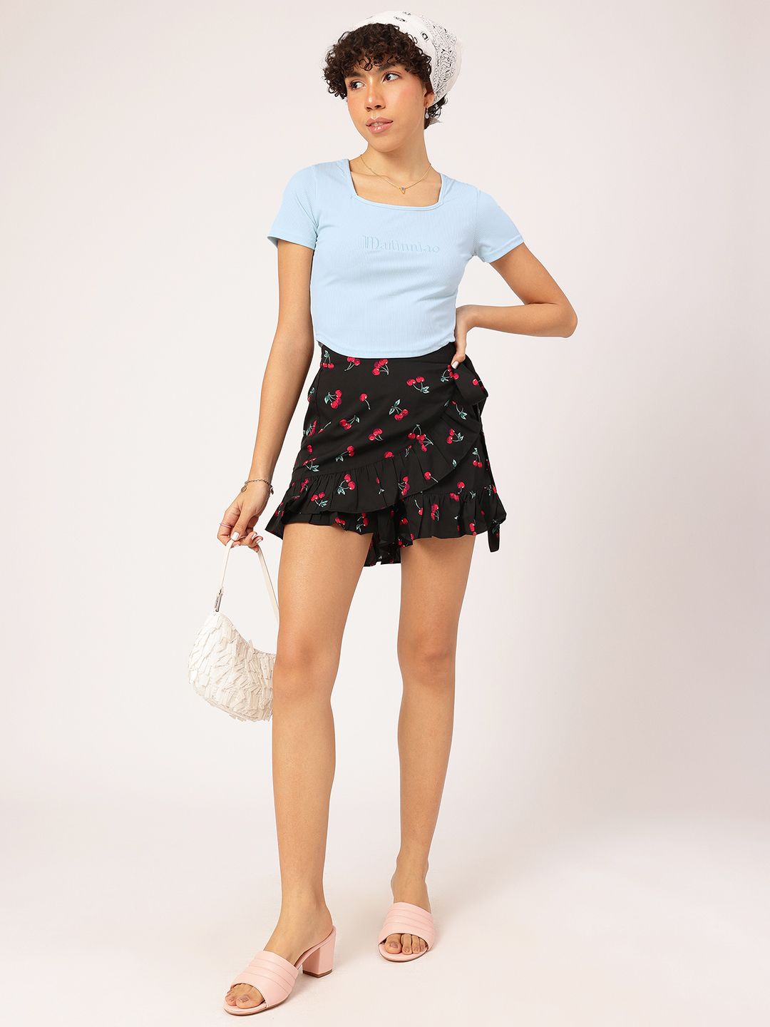 DressBerry Pastel Dreams Ribbed Embroidered Detail Tshirt