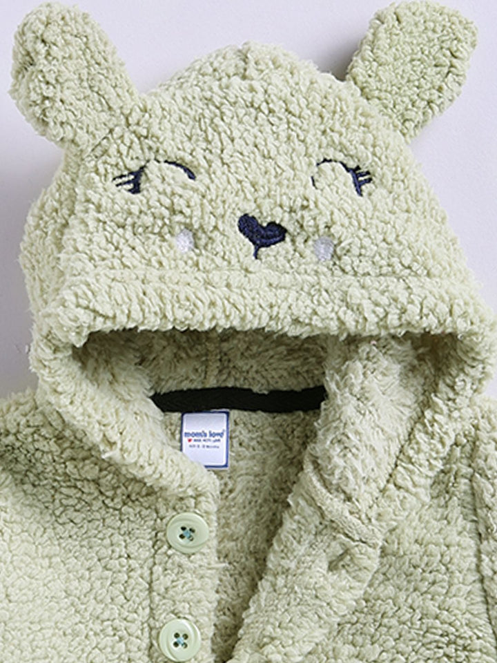 Moms Love Infant Girls Sherpa Finish Pure Cotton Hooded Tailored Jacket