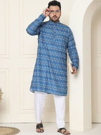 SOJANYA PLUS Ethnic Motifs Band Collar Straight Kurta With Pyjamas