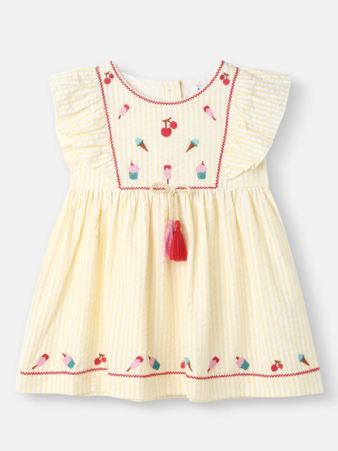 Nauti Nati Girls Cotton Embroidered Woven Frock