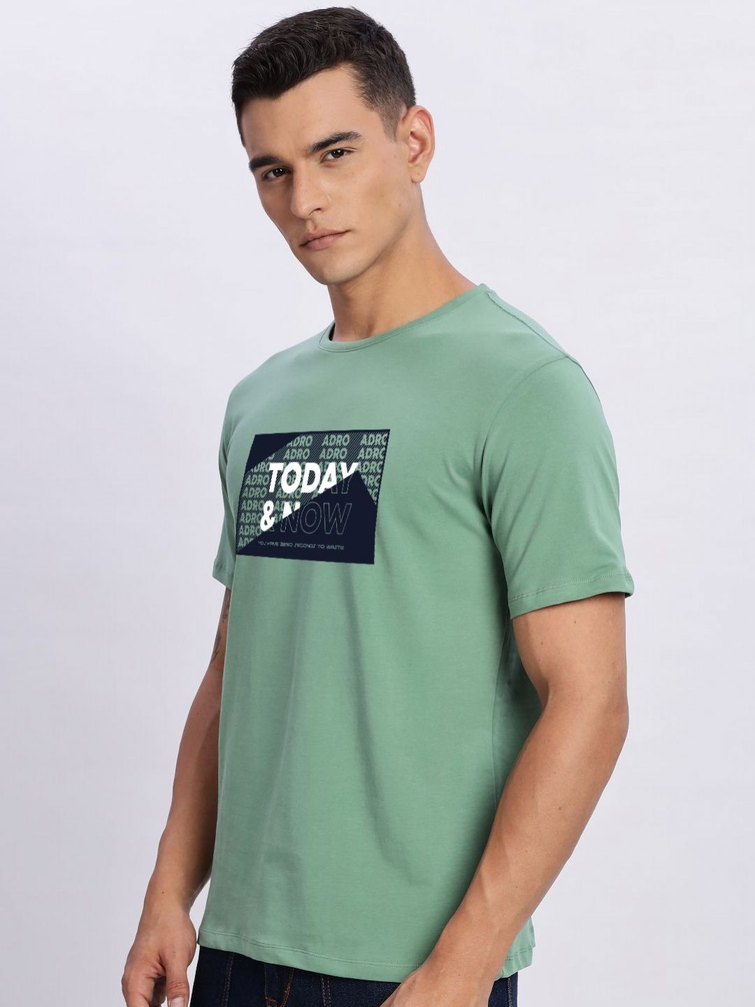ADRO Typography Printed Round Neck Cotton T-shirt