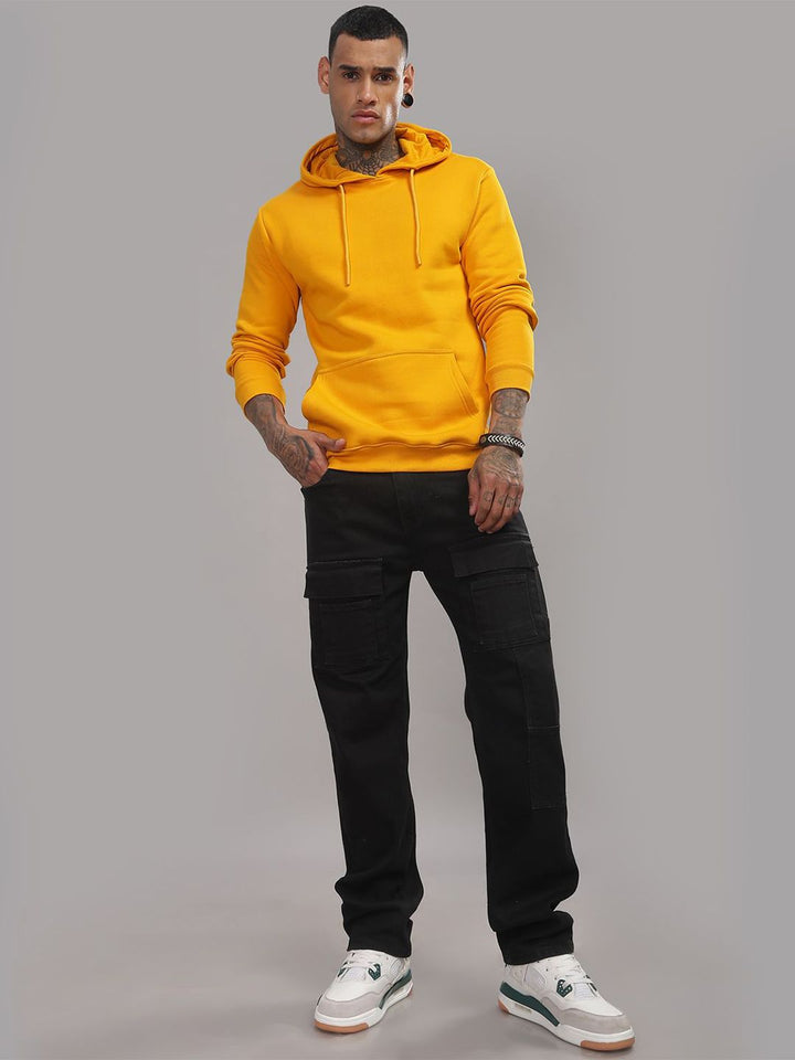 ADRO Lelaki Cotton Solid Hooded Pullover Sweatshirt