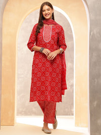 Anouk Women Ethnic Motifs Printed Regular Gotta Patti Pure Cotton Kurta with Trousers & With Dupatta
