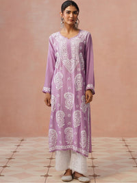 House of Chikankari Women Embroidered Chikankari White Romance Kurta