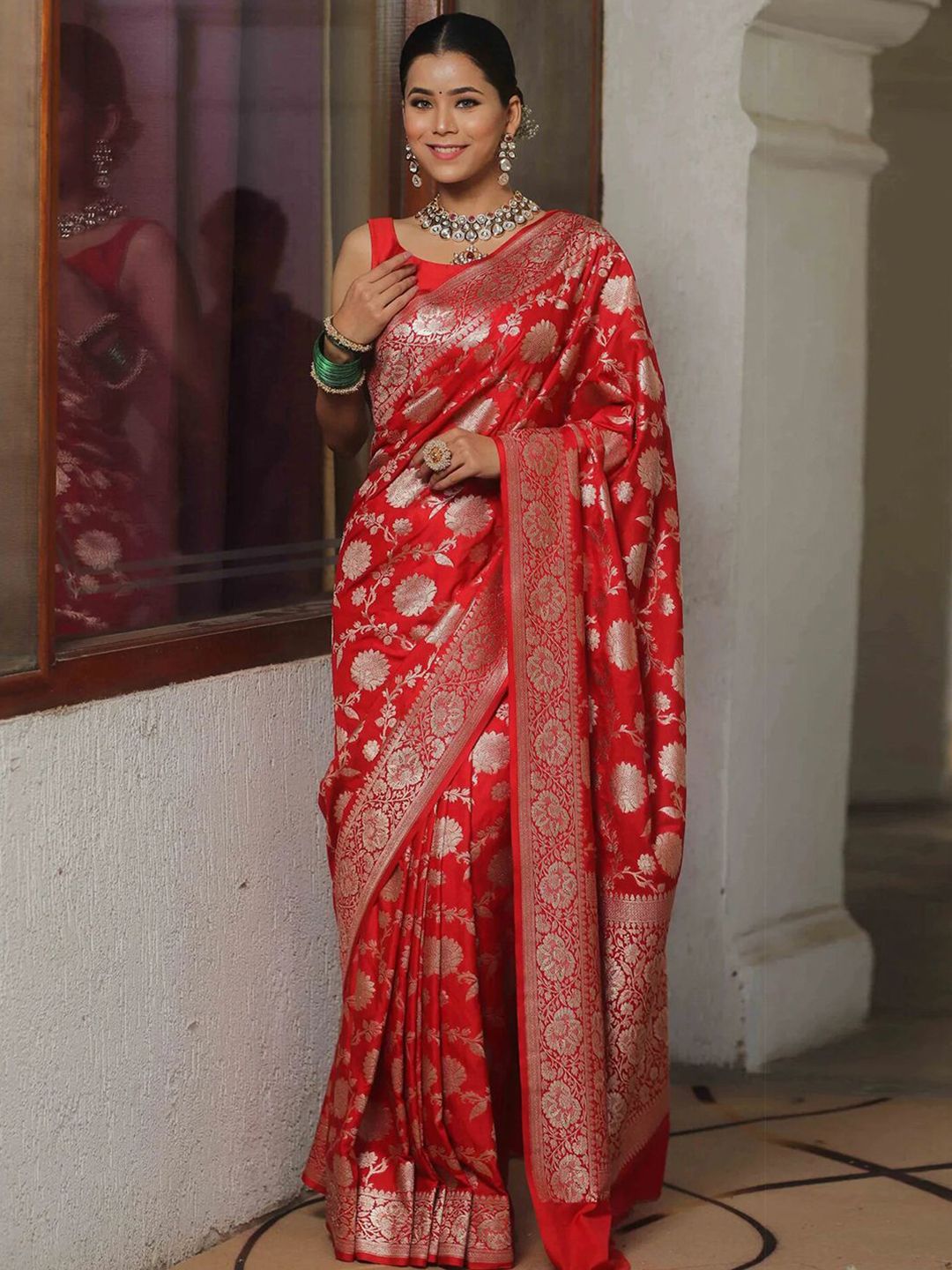 KALINI Woven Design Zari Banarasi Saree
