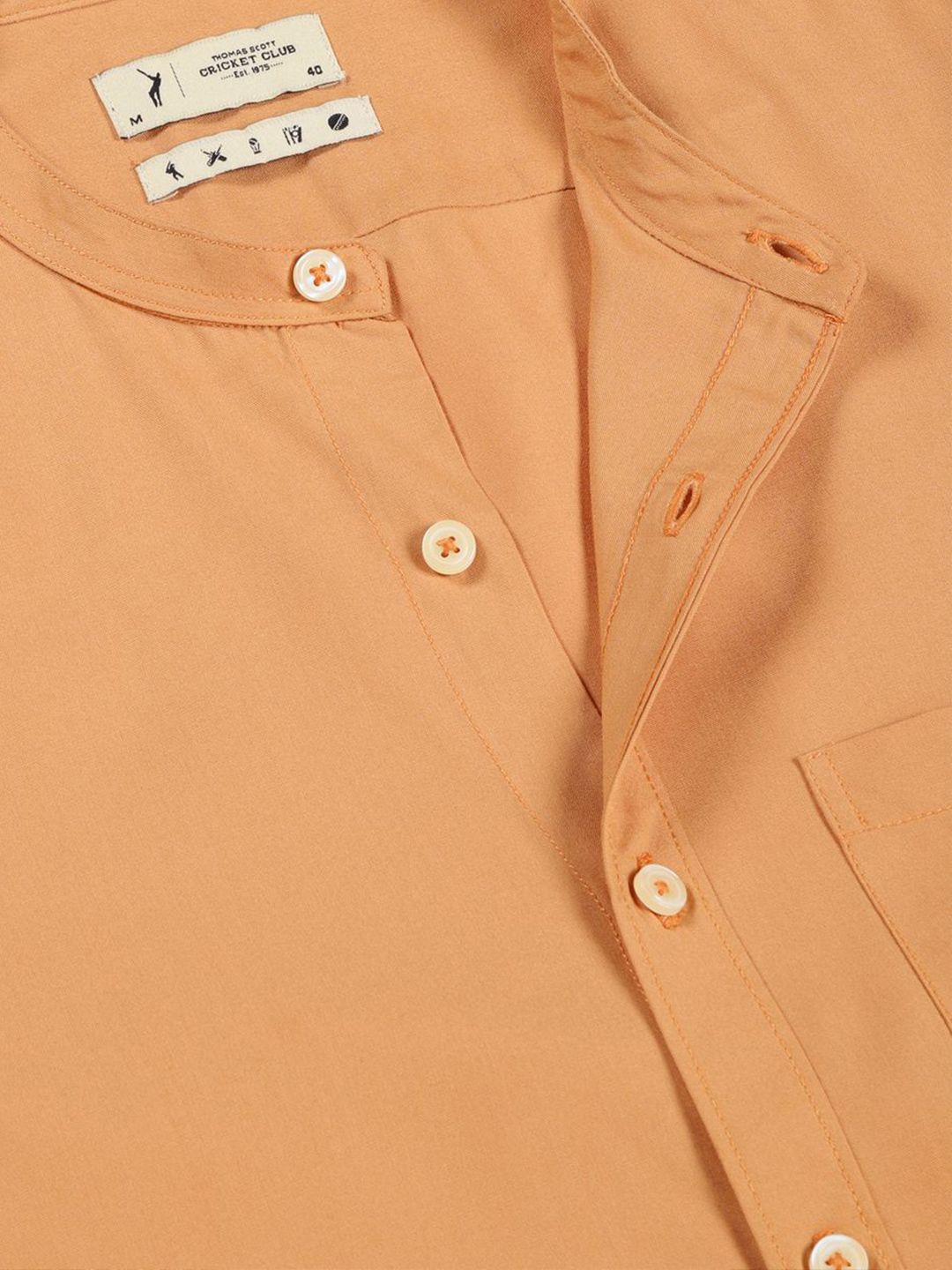 Thomas Scott Men Premium Solid Mandarin Collar Casual Shirt