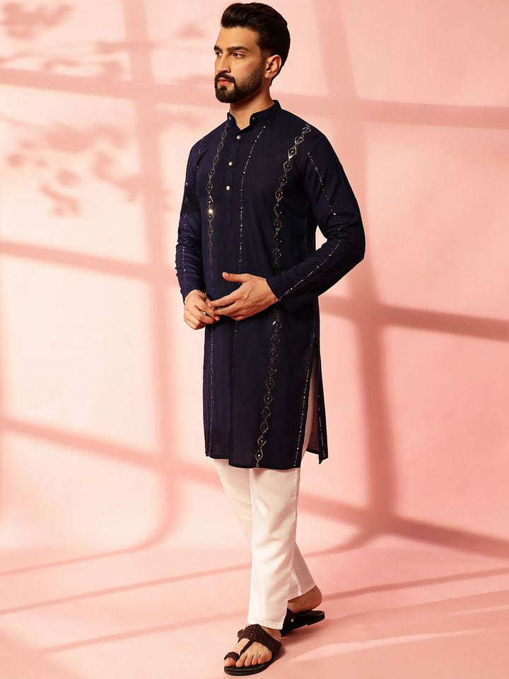 Anouk Men Embroidered Regular Mirror Work Pure Cotton Kurta with Pyjamas