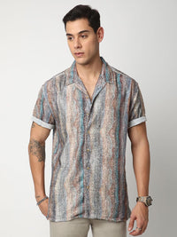 VASTRADO Men Classic Abstract Self Design Oversized Casual Shirt