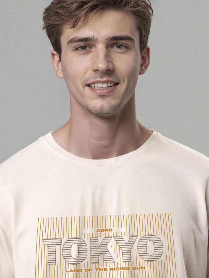 ADRO Typography Printed Round Neck Cotton T-shirt