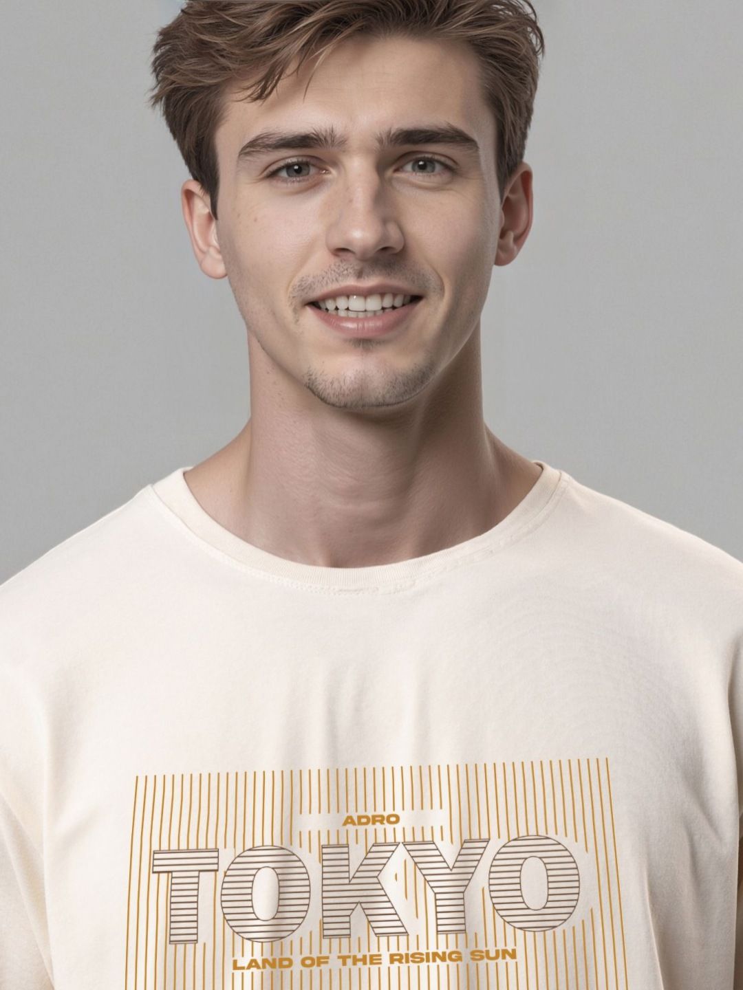 ADRO Typography Printed Round Neck Cotton T-shirt