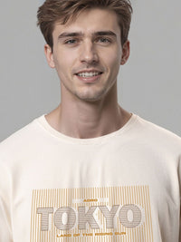 ADRO Typography Printed Round Neck Cotton T-shirt