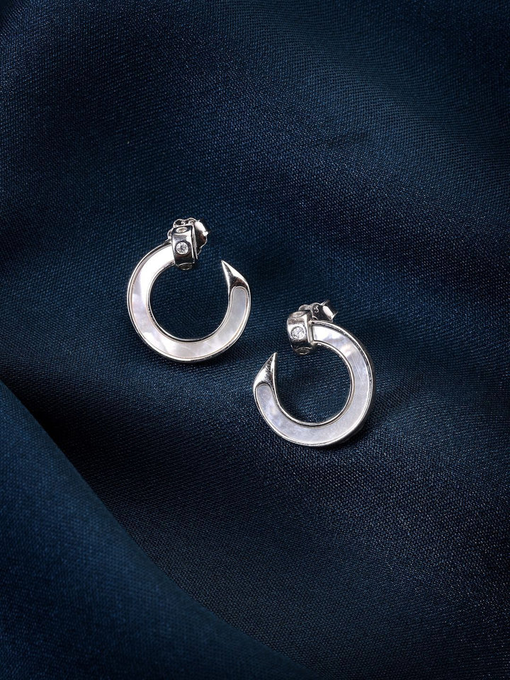 PANASH 925 Sterling Silver Bersalut Rhodium Anting-anting Ibu Mutiara