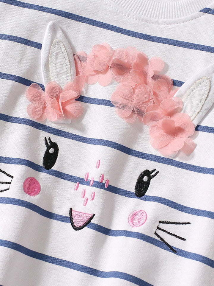 YK Girls Striped T-shirt With Trousers