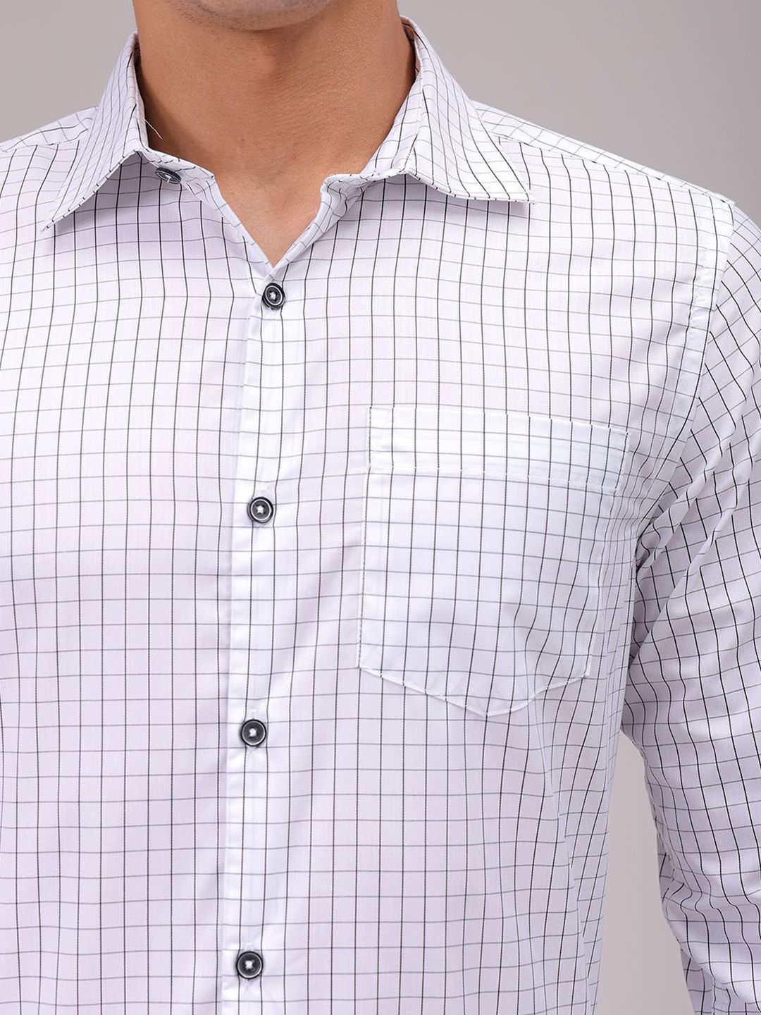 The Indian Garage Co. X Luxe Men Cutaway Collar Checked Slim Fit Formal Shirt