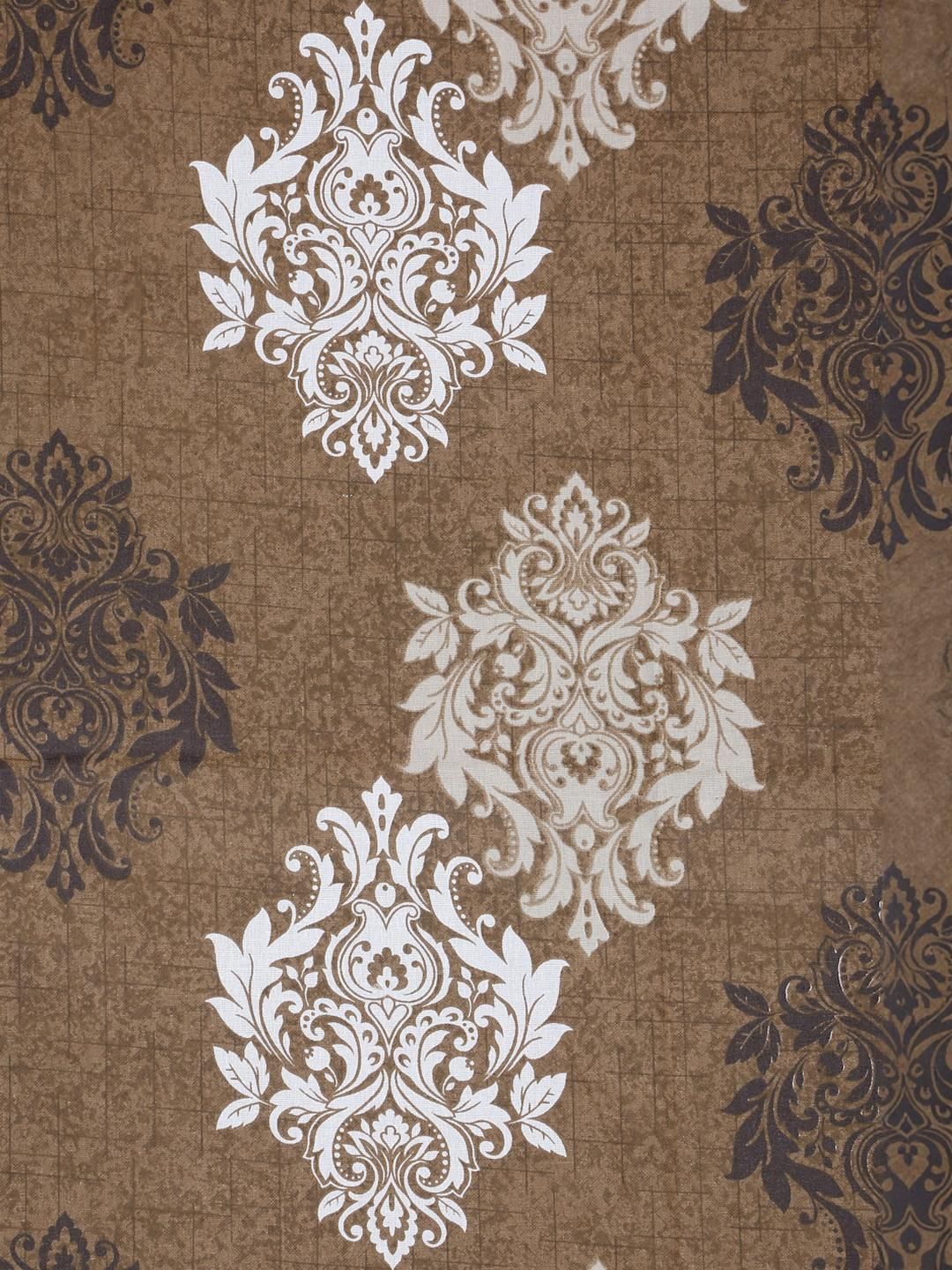 KLOTTHE Brown Floral Cotton Single Bedsheets