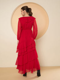 Antheaa Chiffon A-Line Maxi Dress