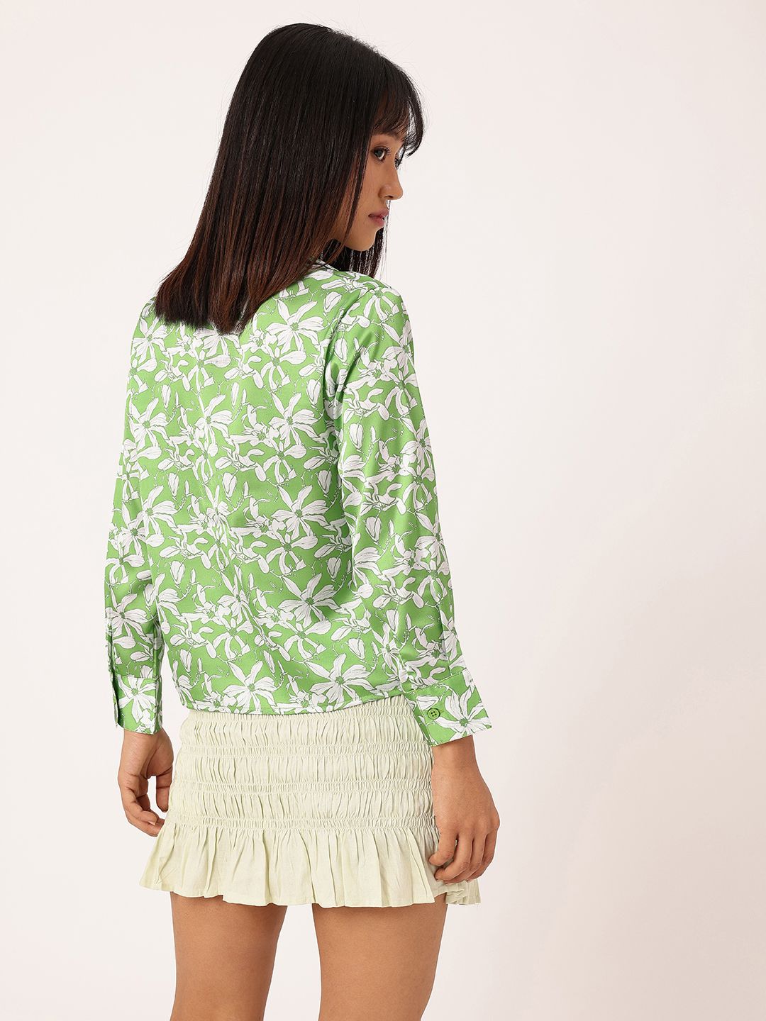DressBerry Spirited Petals Knot & Tie Hem Shirt