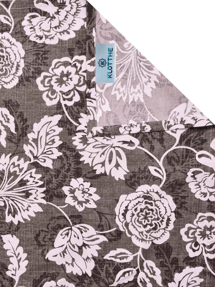 KLOTTHE Brown & White Printed 300 TC Double Bedsheet With 2 Pillow Covers- 2.5 m x 2.25 m
