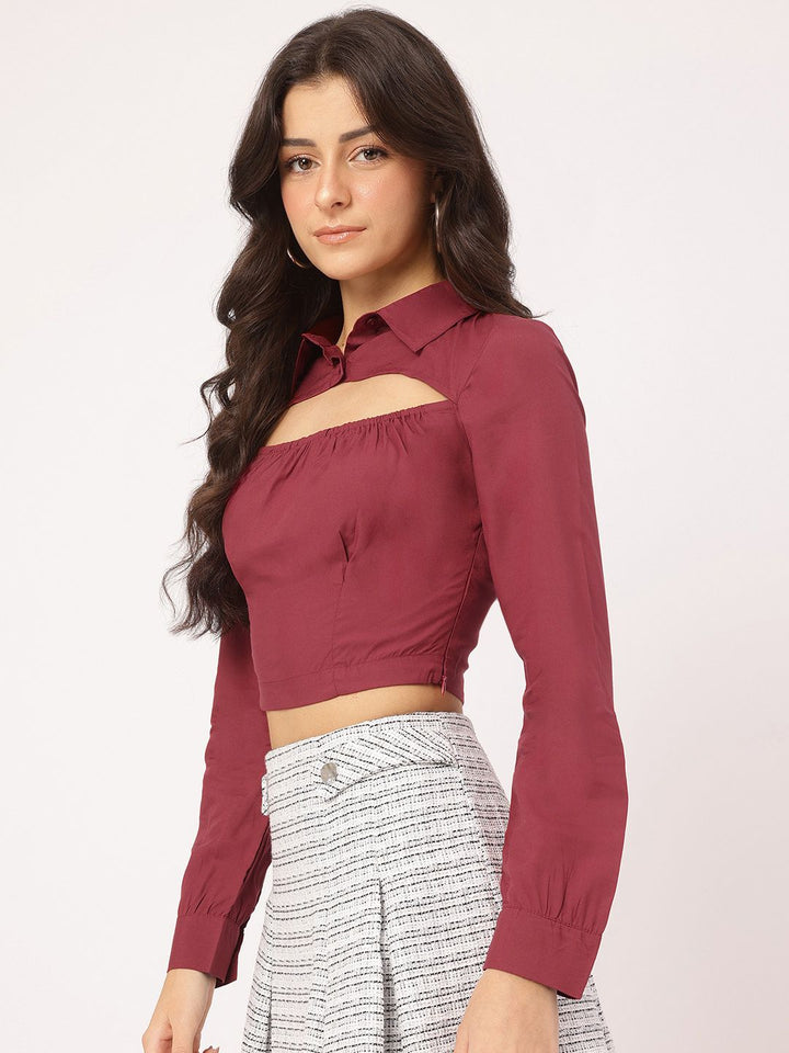 DressBerry Elegant Edge Cut-Out Fitted Top