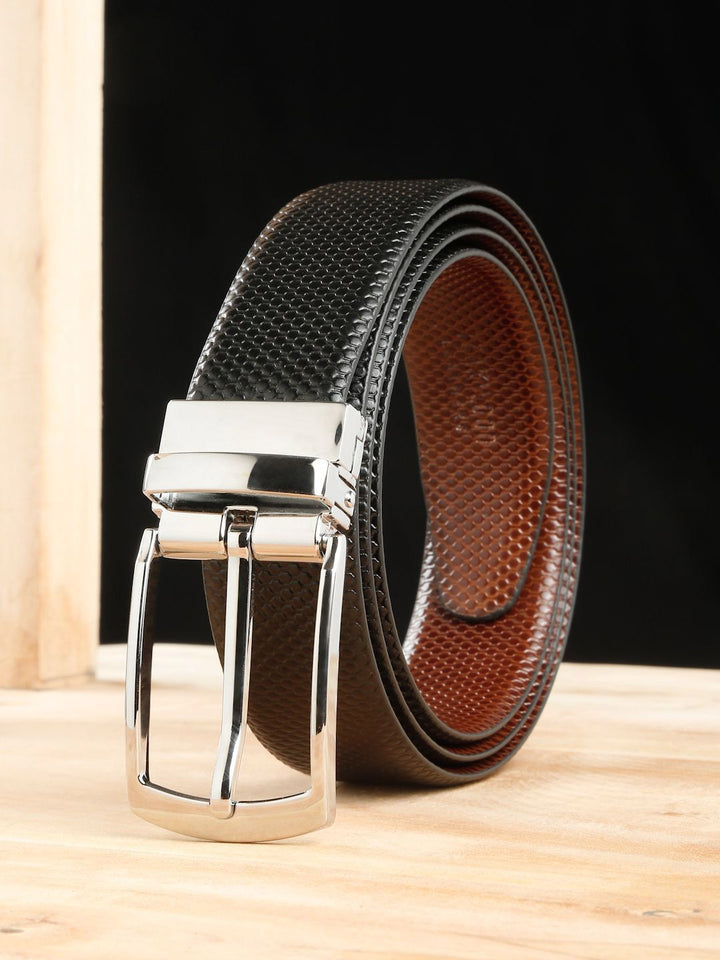 Teakwood Leathers Men Textured Leather Reversible Formal Belt