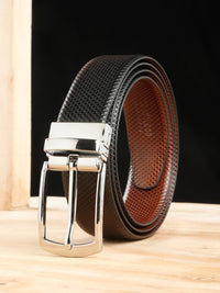 Teakwood Leathers Men Textured Leather Reversible Formal Belt